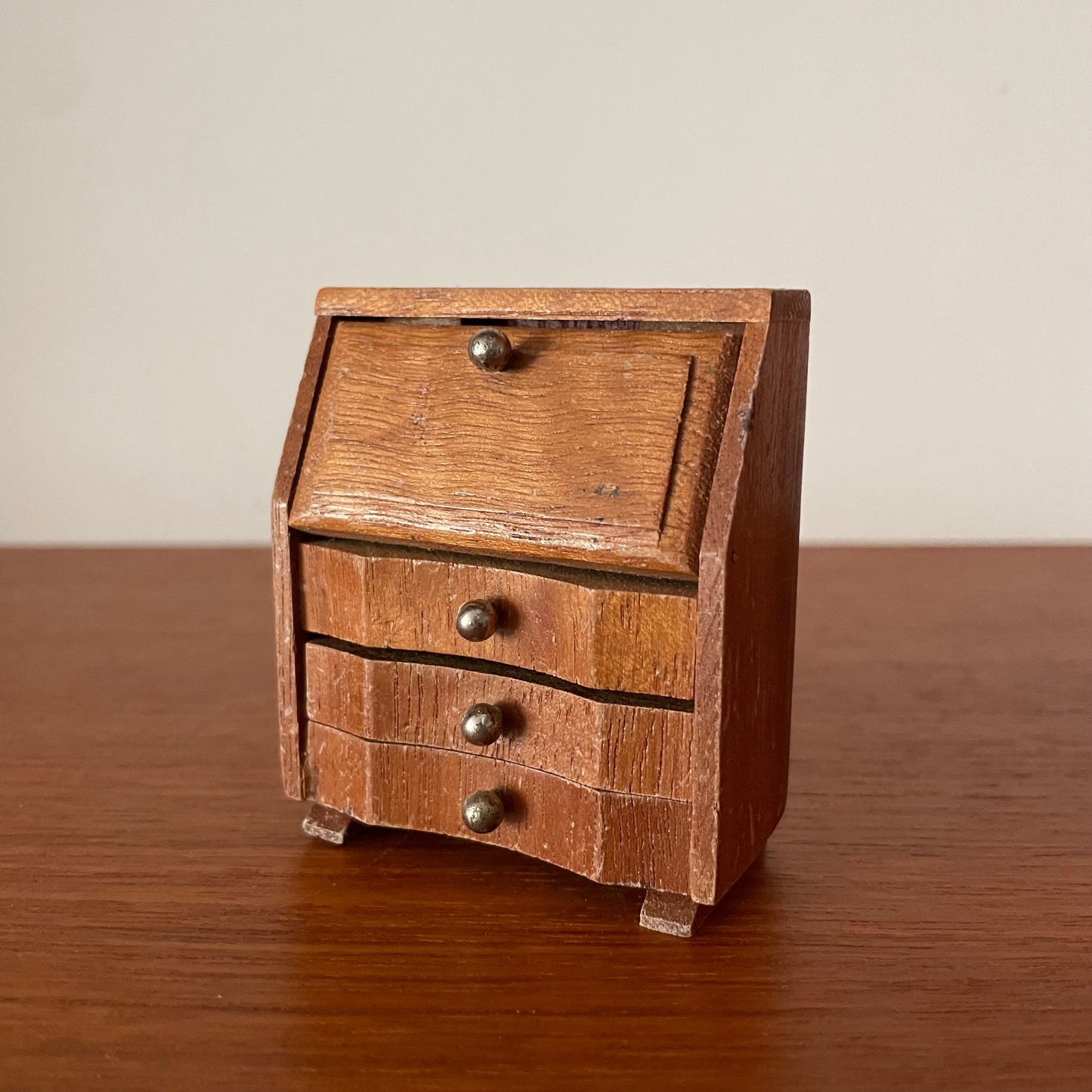 Dolls House Furniture Bureau Wooden Desk Drawers Miniature Collectable