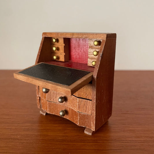 Dolls House Furniture Bureau Wooden Desk Drawers Miniature Collectable