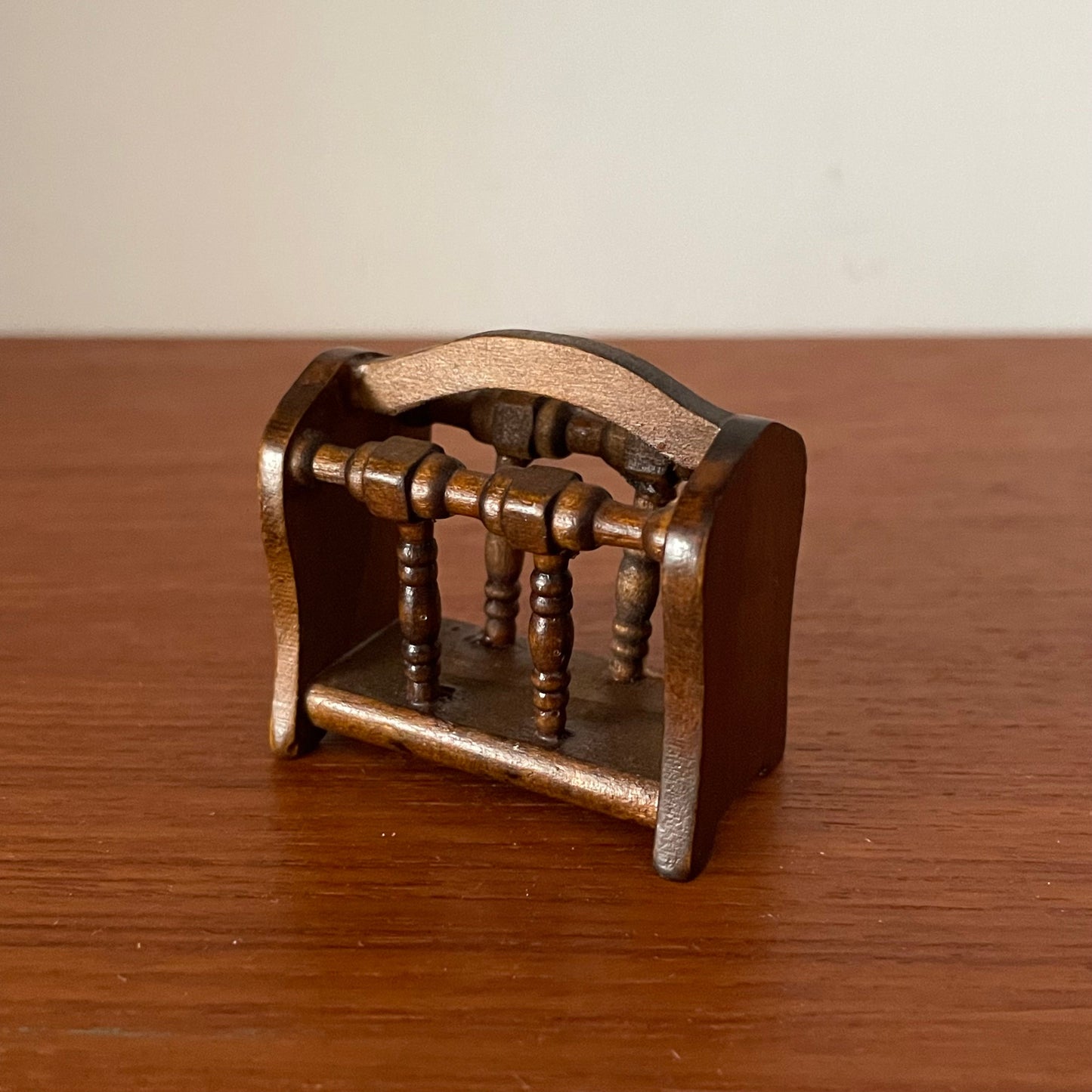 Dolls House Furniture Magazine Rack in Dark Wood Vintage