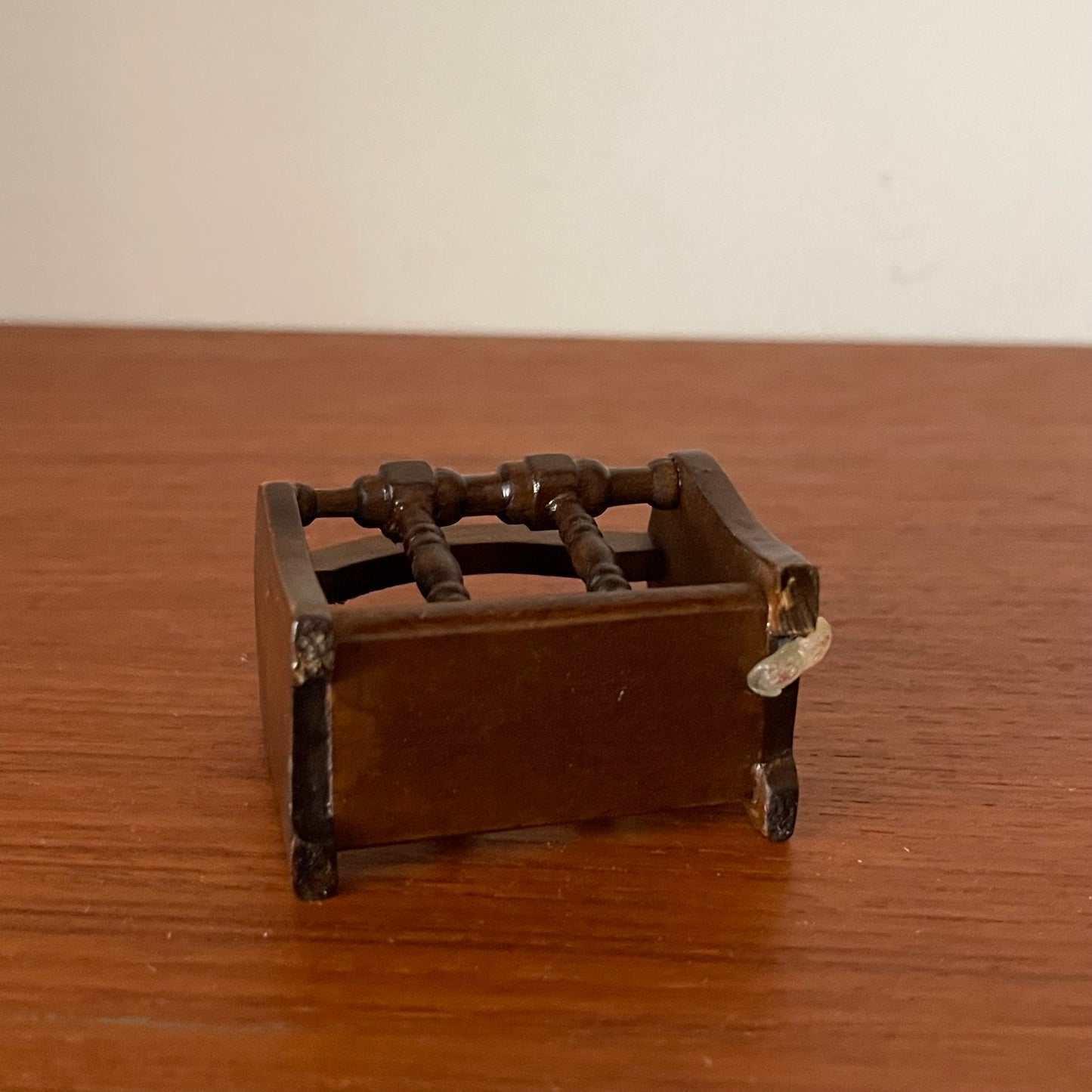 Dolls House Furniture Magazine Rack in Dark Wood Vintage