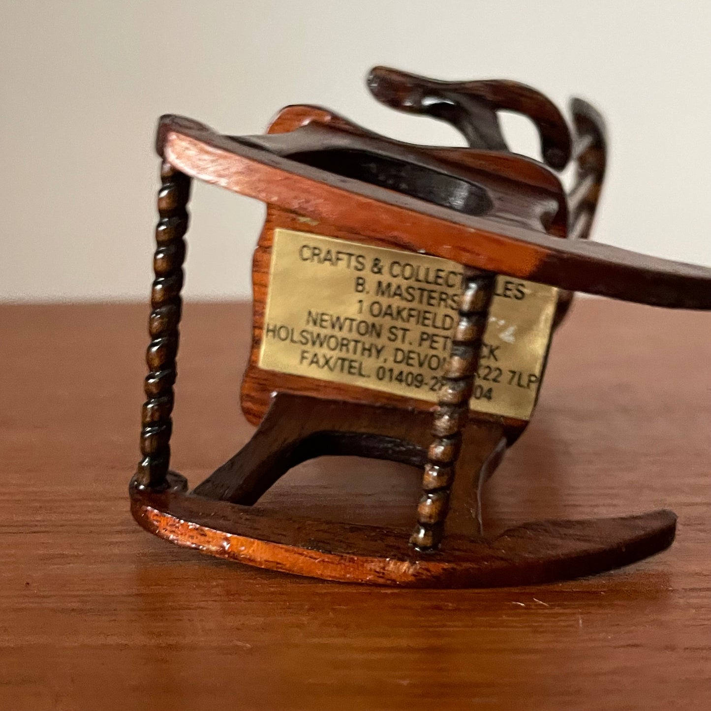 Dolls House Furniture Rocking Chair Brown Wood Tall Vintage