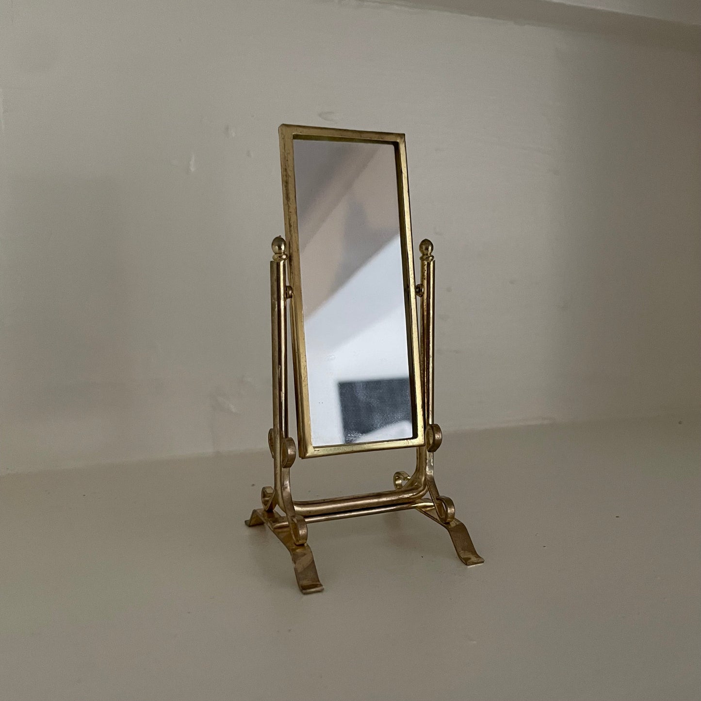 Dolls House Furniture Mirror Full Length Tilting Gold Tone Metal