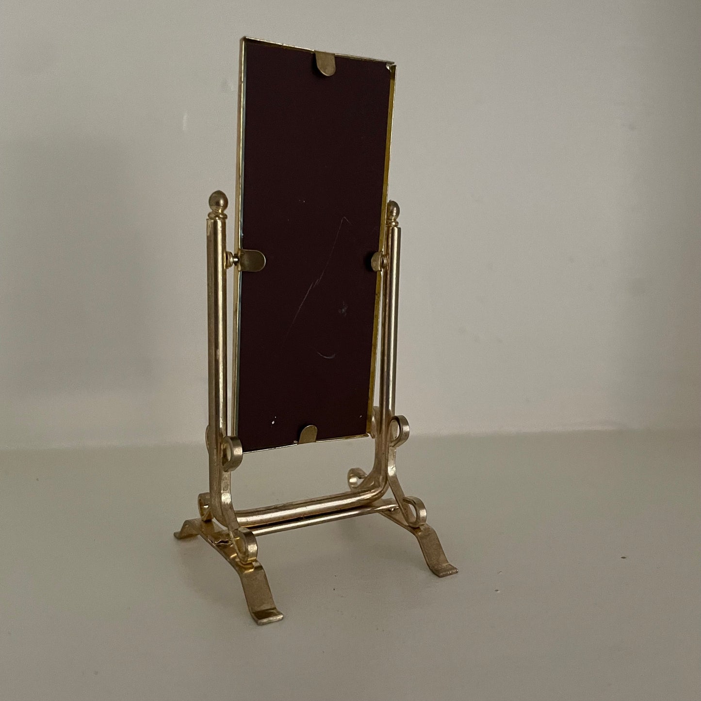 Dolls House Furniture Mirror Full Length Tilting Gold Tone Metal