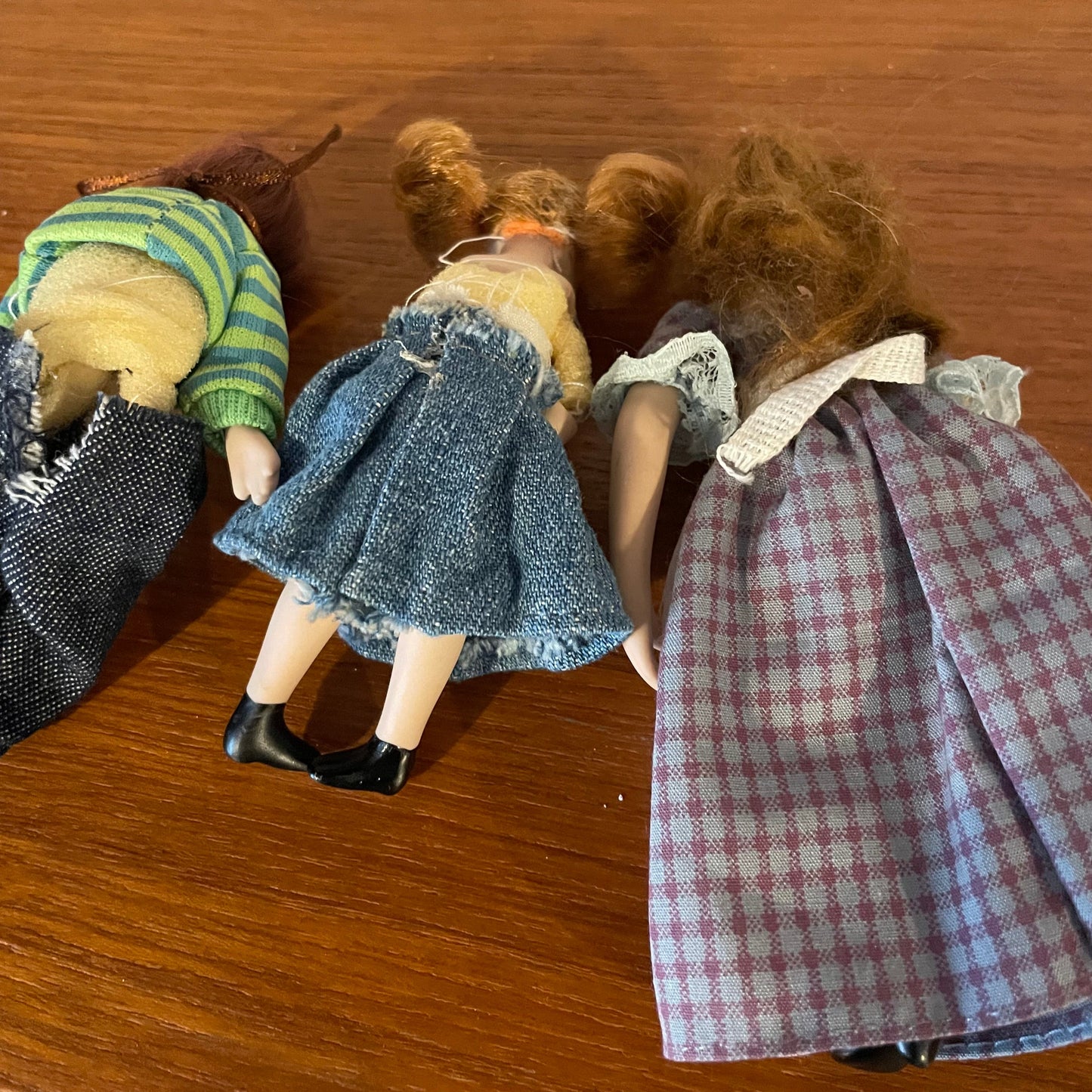 Dolls House Furniture Dolls Mother, Boy, Girl Family. Set of Three Ceramic People