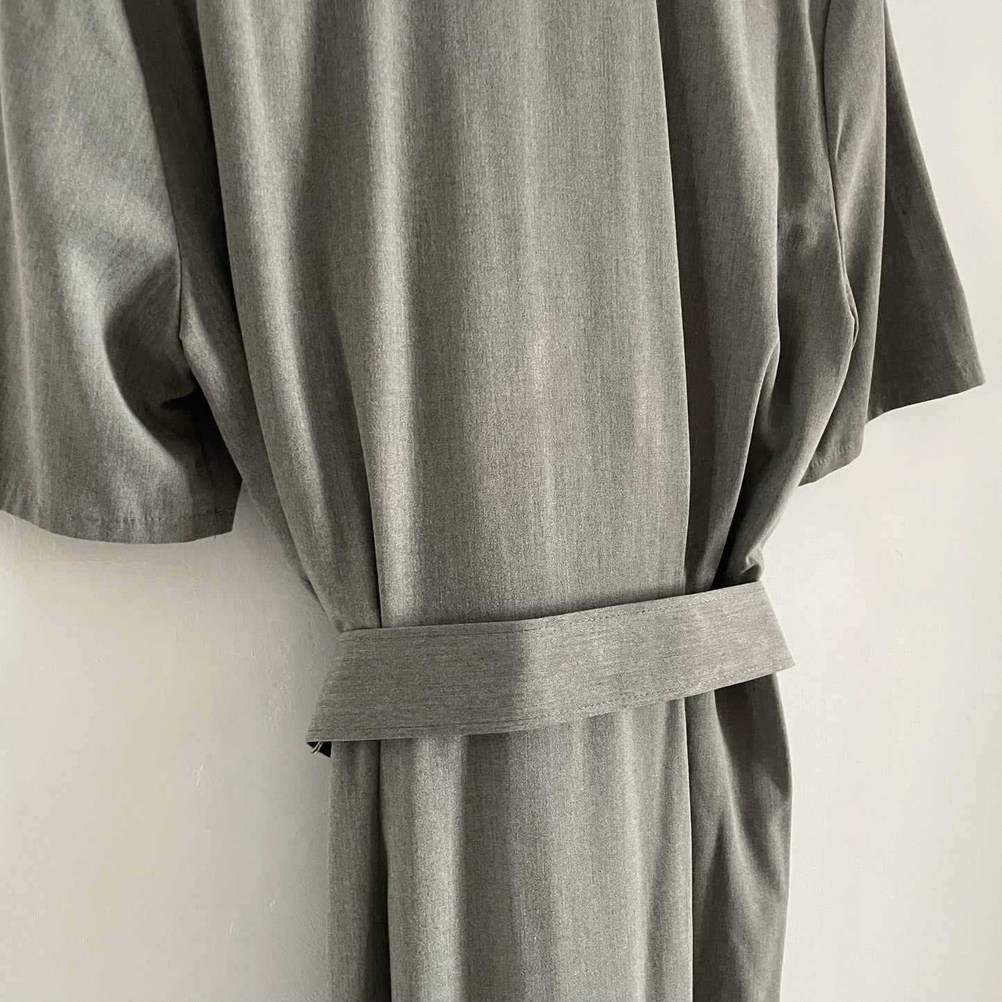 Vintage Grey asymmetric button up smart maxi work dress with matching belt 