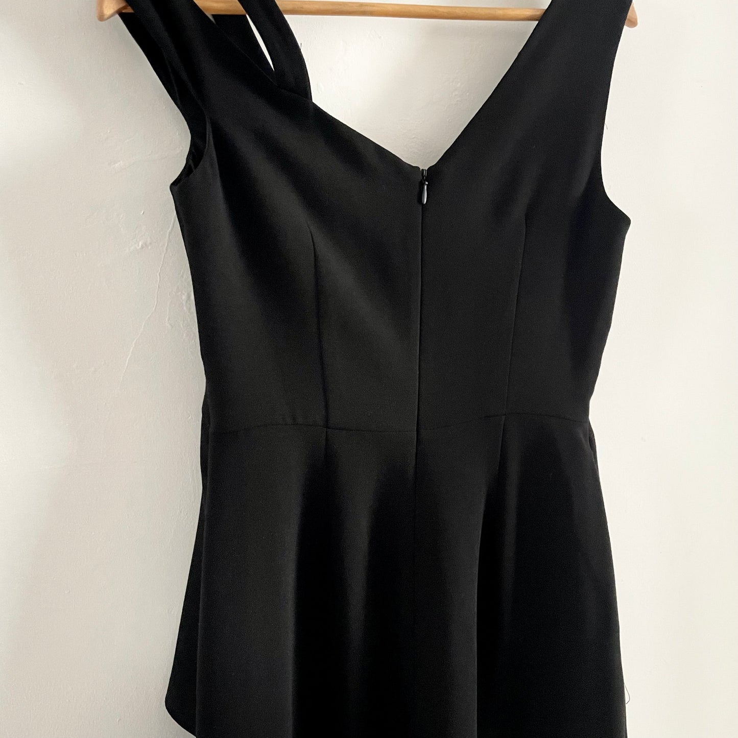 Vintage Fenn Wright Manson Black stretch off the shoulder jumpsuit. Straight leg