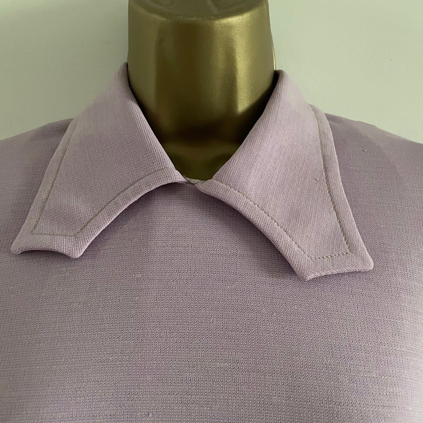 Vintage Purple lilac midi shirt dress with pockets, gold statement buttons, square collar