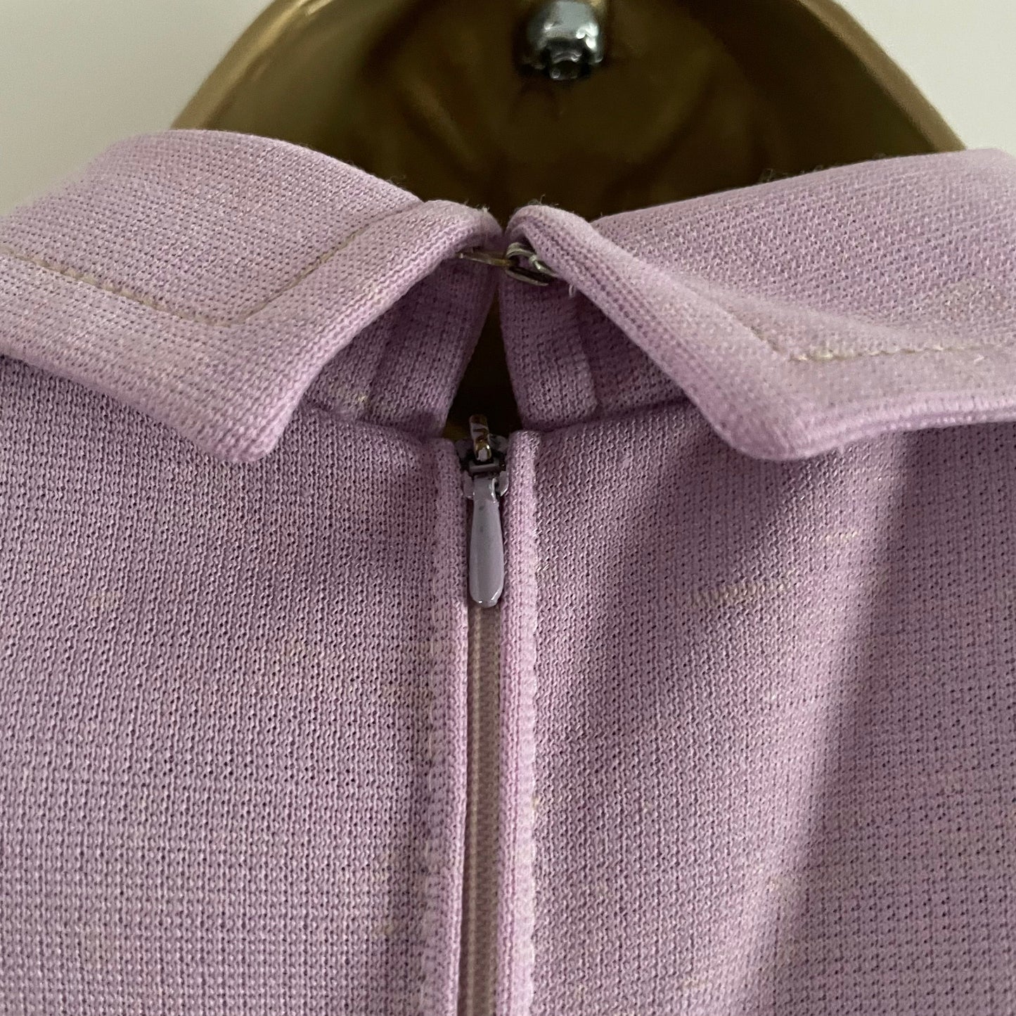 Vintage Purple lilac midi shirt dress with pockets, gold statement buttons, square collar