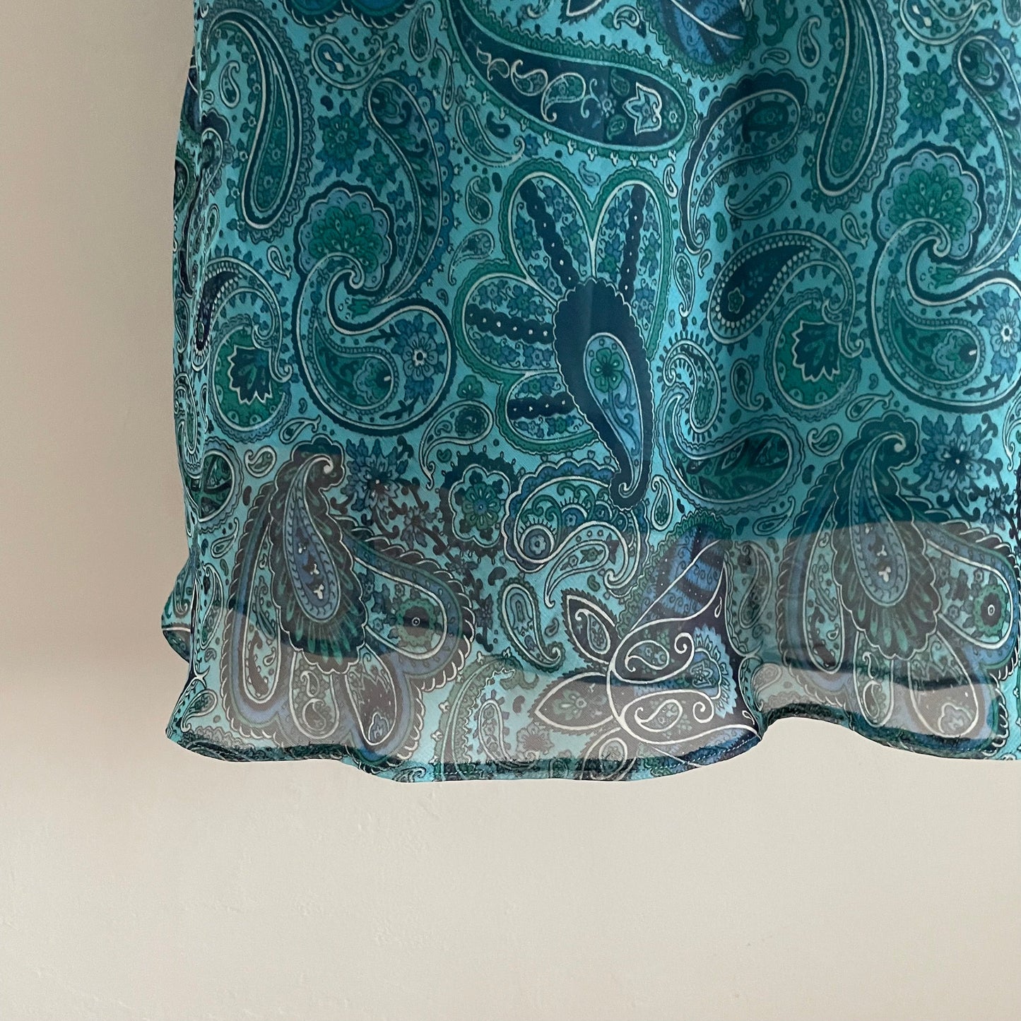 Vintage Yessica Style at C&A Dress. Blue/green midi spaghetti strap lined paisley