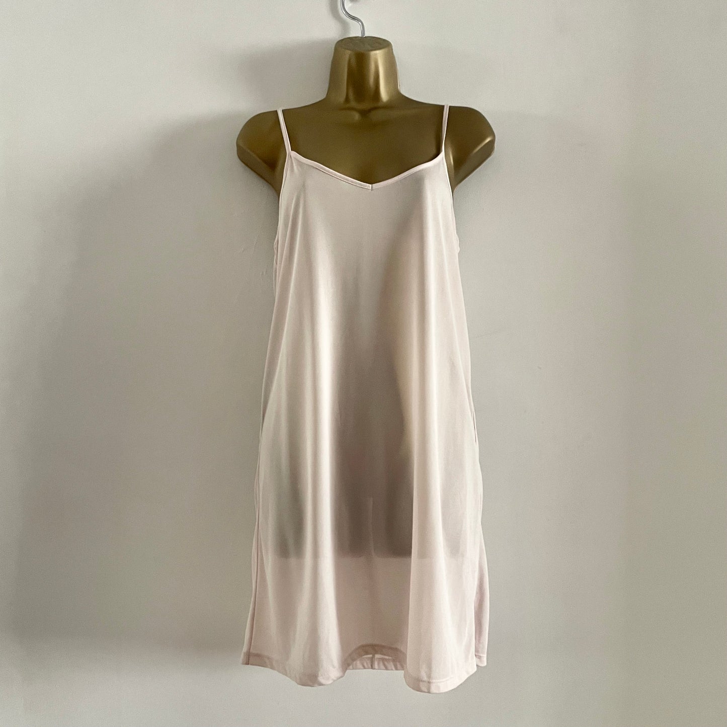 Vintage light pink sheer simple slip dress classic scoop neck