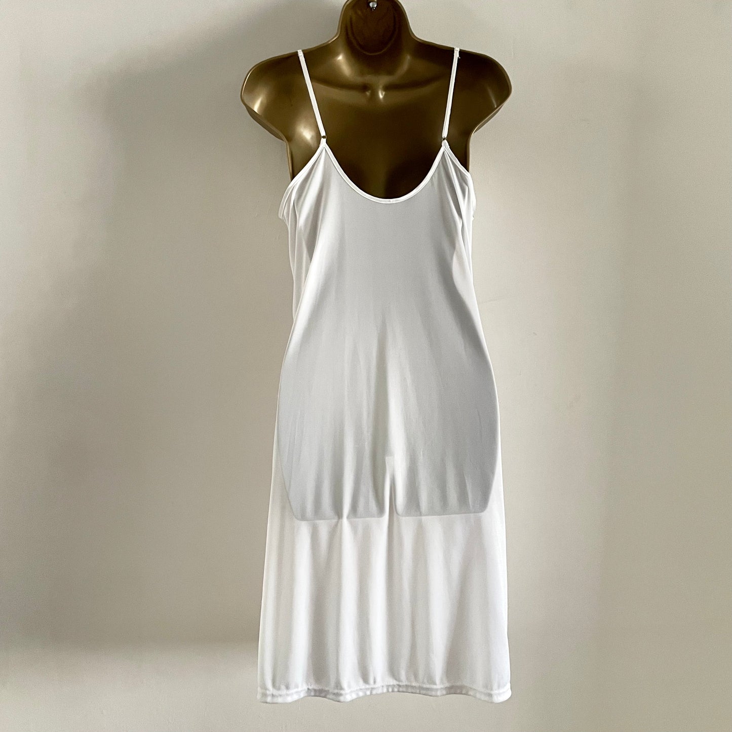 Vintage White simple slip dress midi V neck with Adjustable Straps.