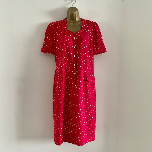 Vintage Midi Red & white polka dot Weinberg Paris Dress. Made in France.