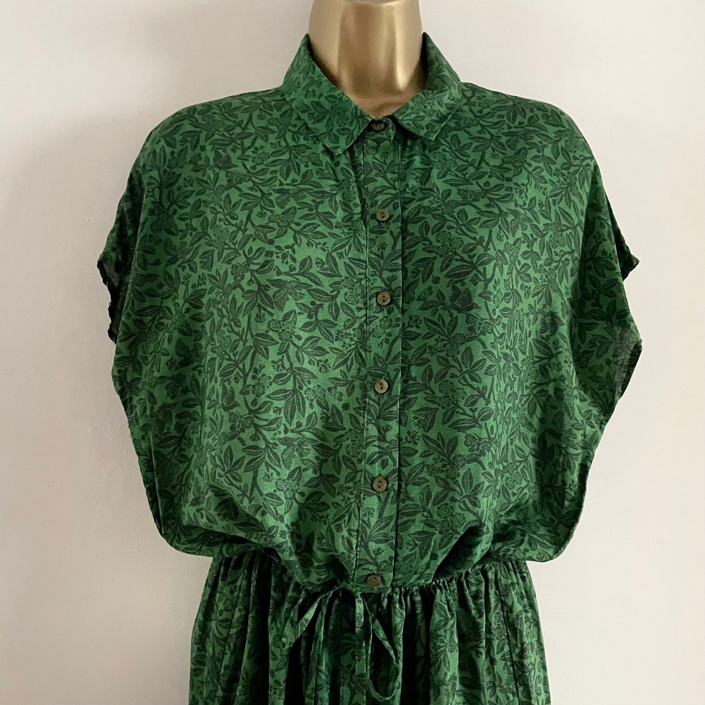 Vintage Laura Ashley A-line drop waist shirt dress with ditsy floral pattern