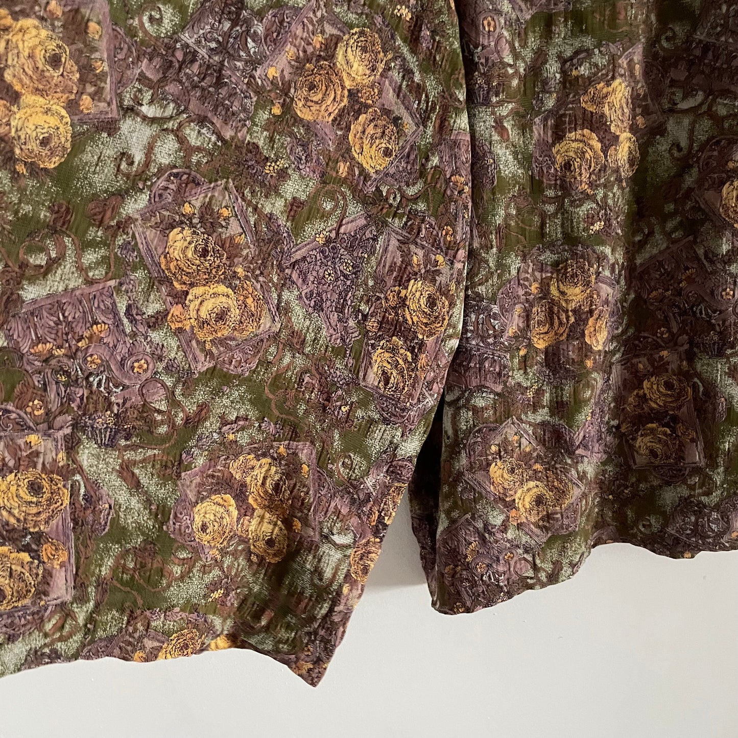 Vintage green & purple floral shorts culottes