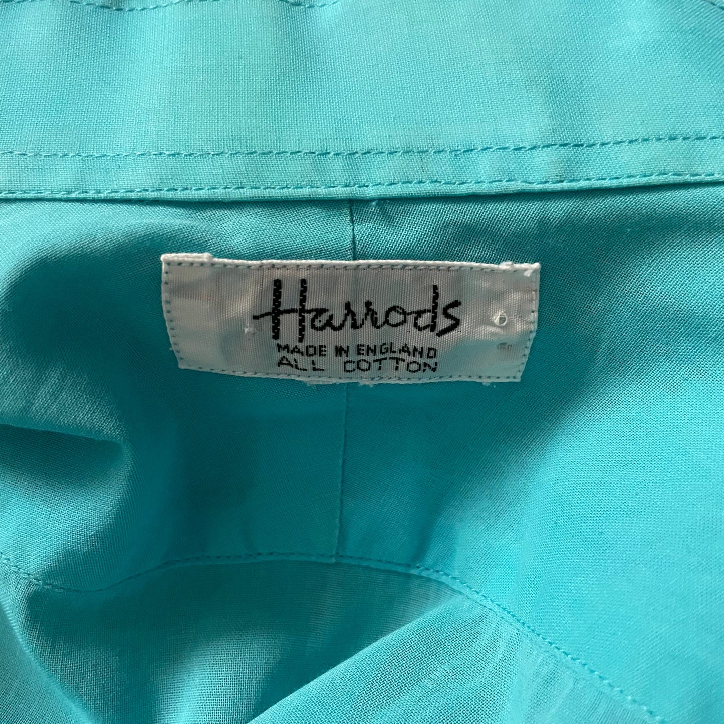 Vintage Harrods Made in England Blue Shirt, All Cotton