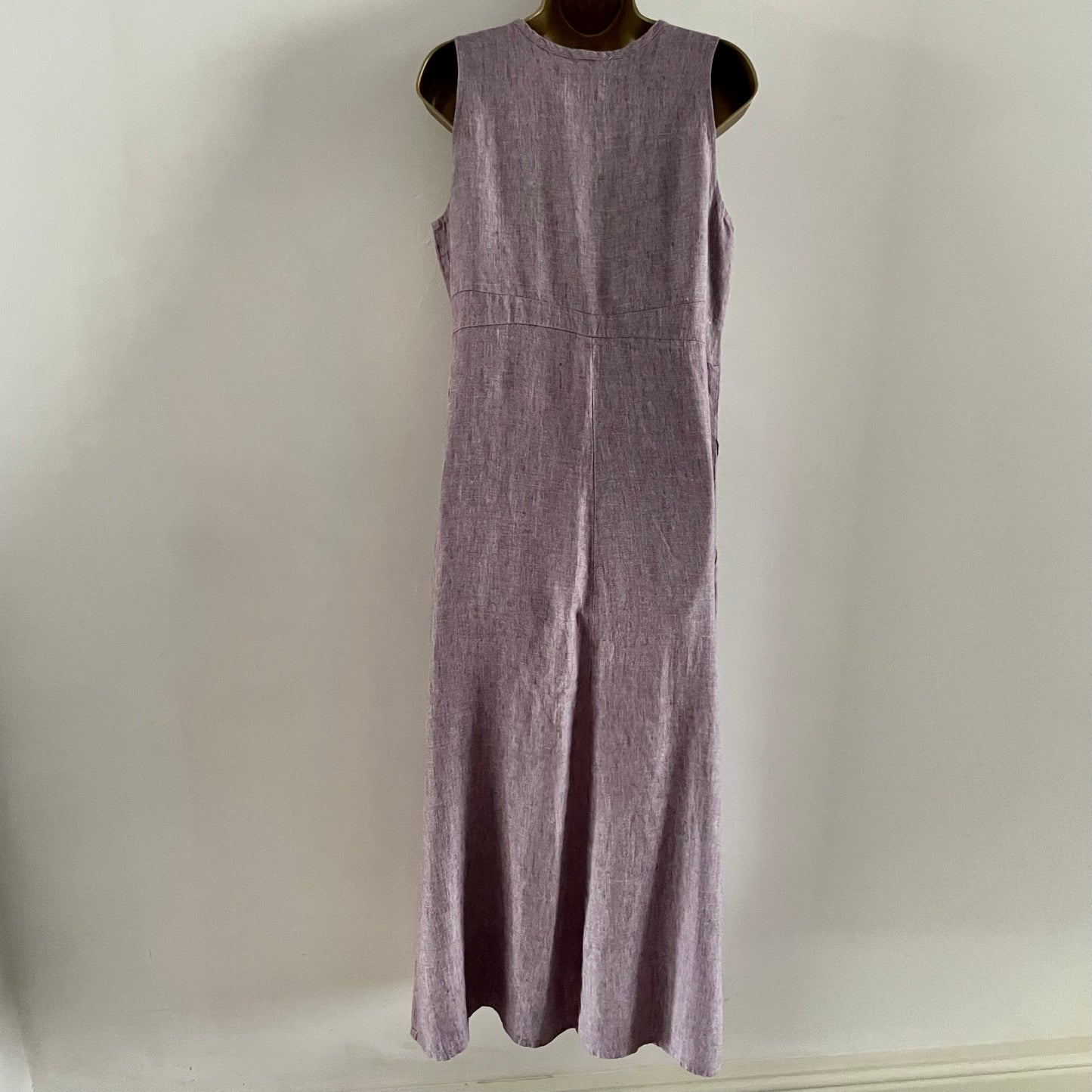 Preloved Flax by Jeanne Engelhart 100% linen, lilac checked midi dress