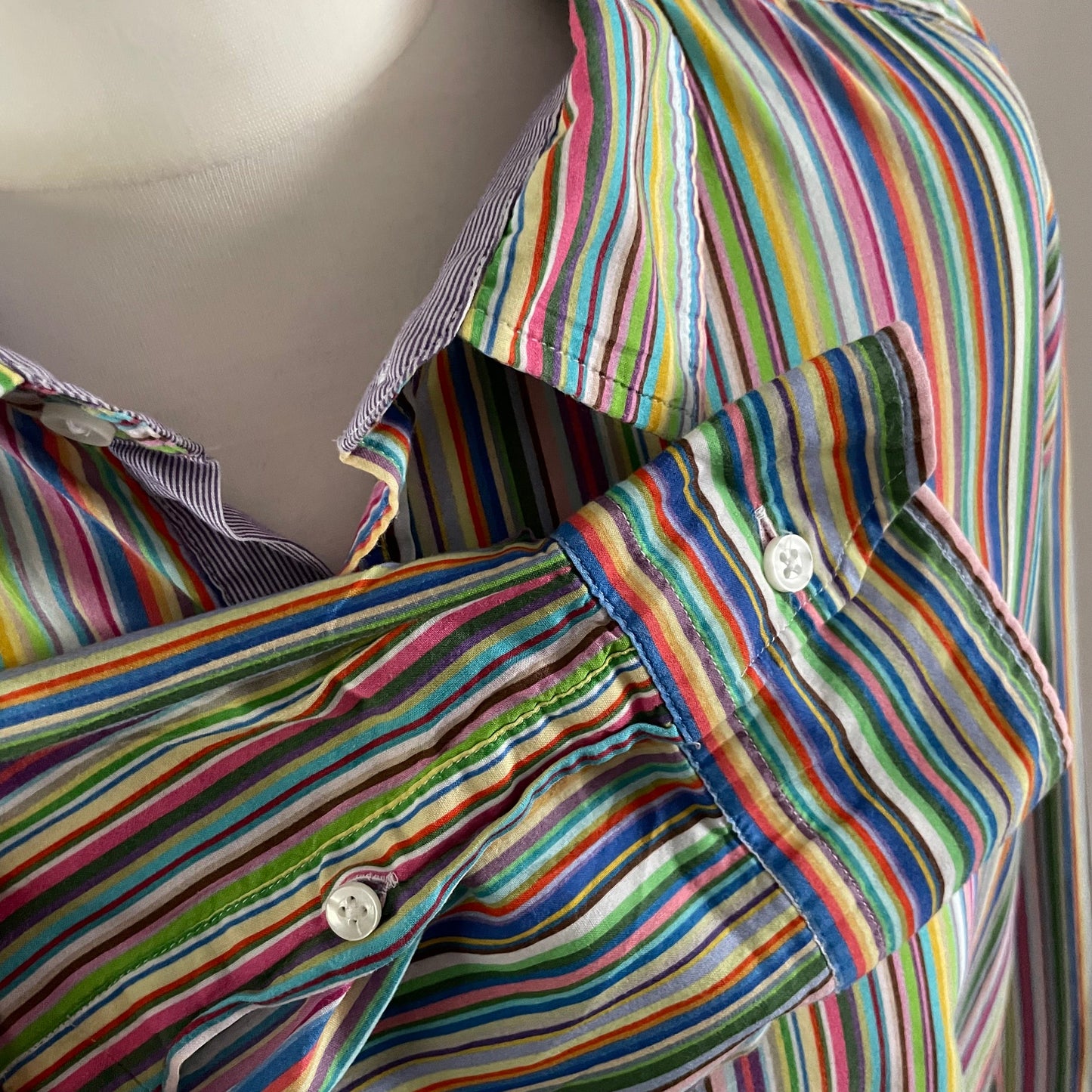 Vintage European Unisex Rainbow striped shirt, long sleeve