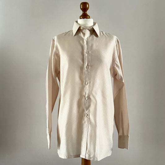 Vintage Pierre Balmain Sparkly Cream Shirt, Monsieur Blouse