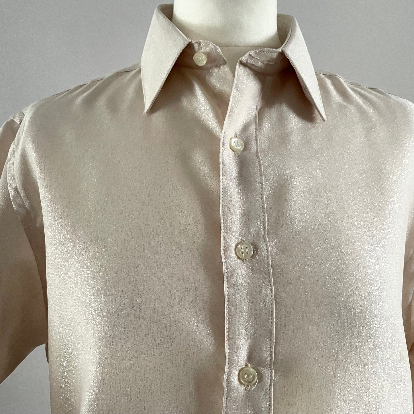 Vintage Pierre Balmain Sparkly Cream Shirt, Monsieur Blouse