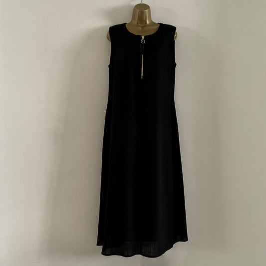 Vintage Stella Morgan Black Maxi Dress , Statement Gold Zip Feature