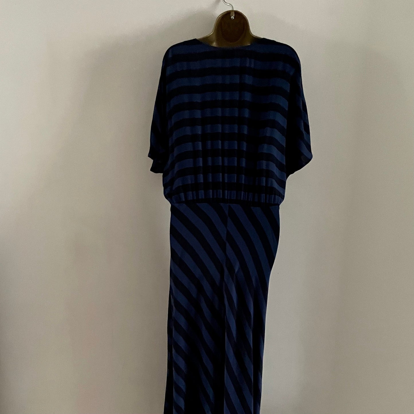 Preloved John Lewis blue two tone V-neck maxi dress.