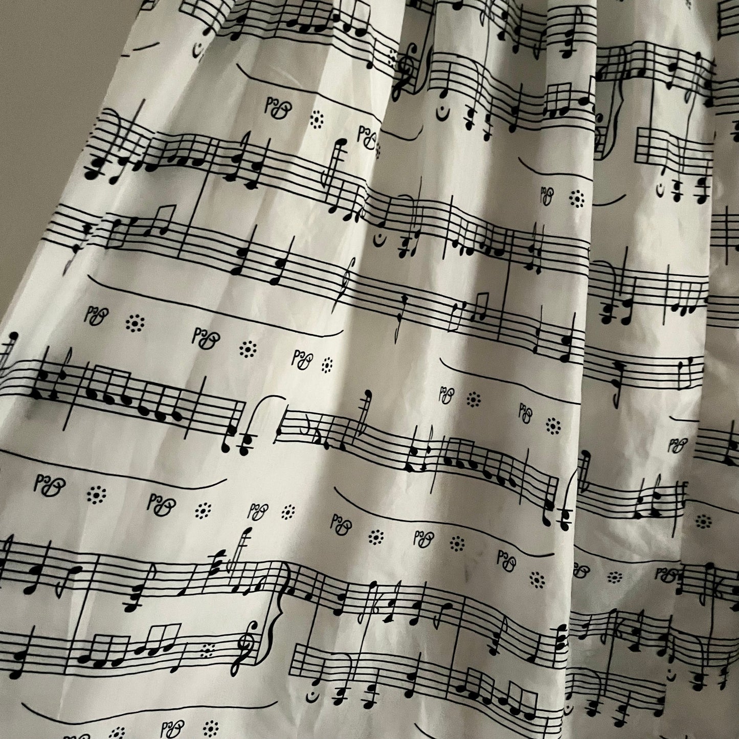 Vintage Musical Note Skirt A-line Lined Black & White Zip Closure Skirt