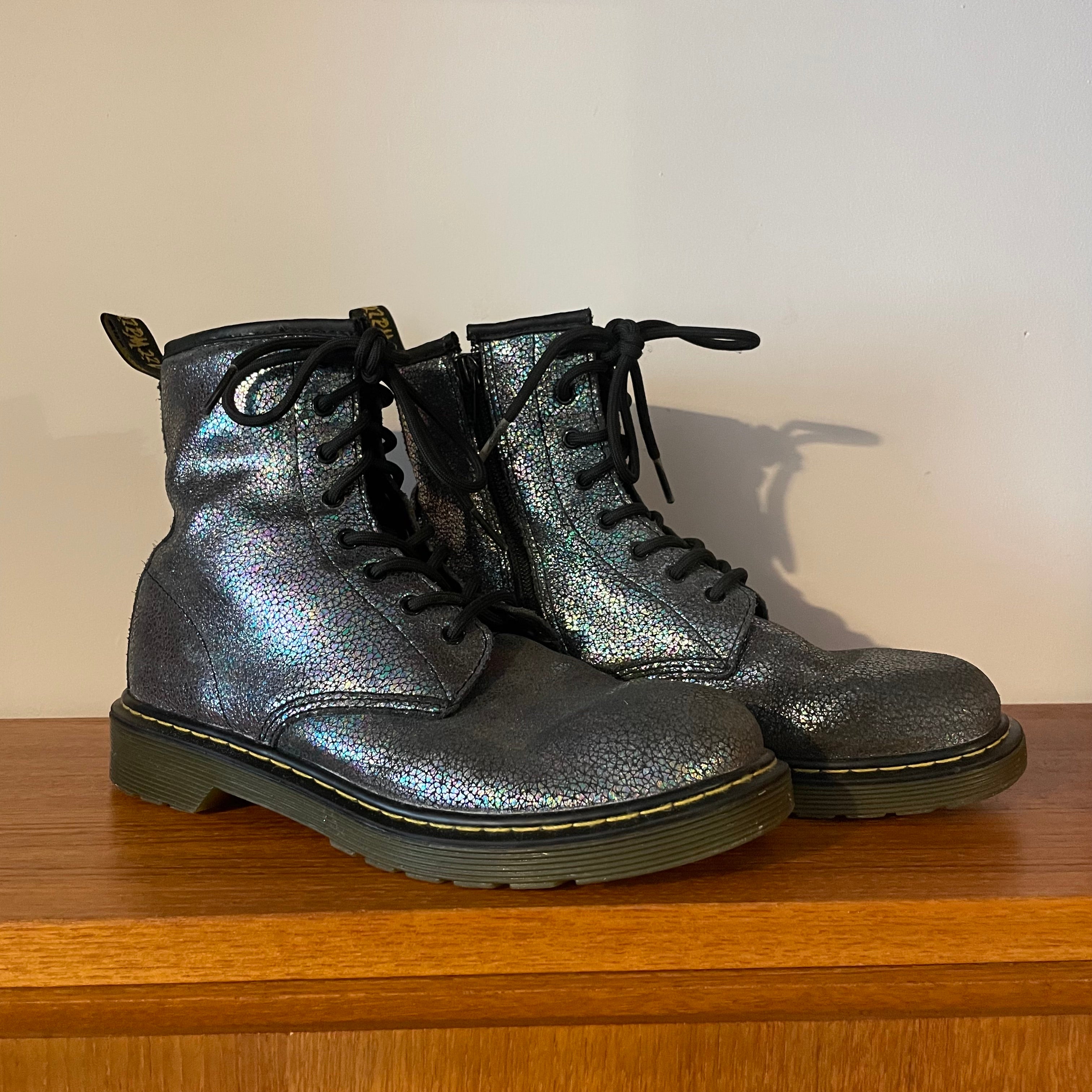 Dr Martens GLITTER 1460 SILVER ZIP ANKLE WOMEN UK 4 US 6 US 37 Vintage Appreciation Society