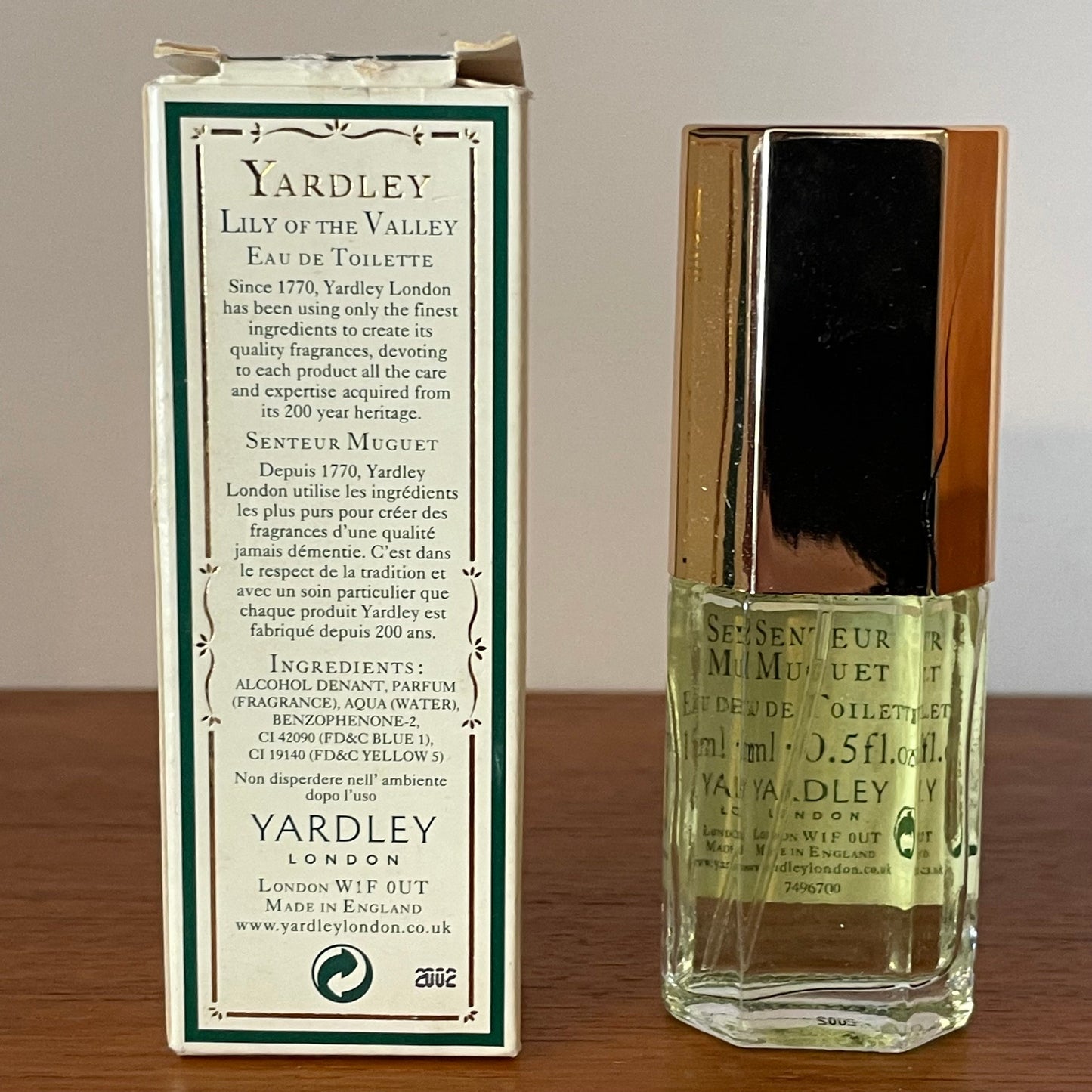 Vintage perfume Yardley Lily of the Valley 15ml No. 2002 Eau de Toilette Full