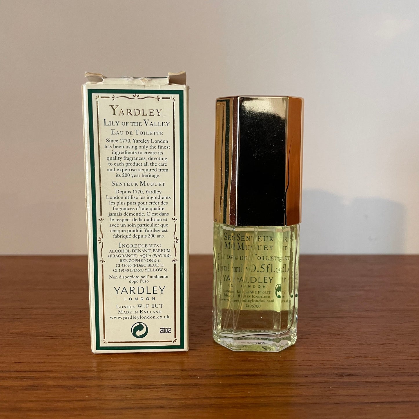 Vintage perfume Yardley Lily of the Valley 15ml No. 2002 Eau de Toilette Full