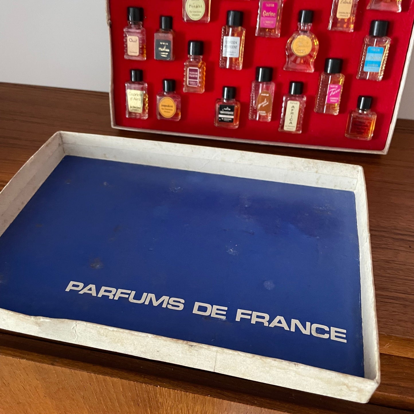 Vintage Parfums De France. Charrier Parfums. Perfumes of France Box of 21 50ml Perfumes.