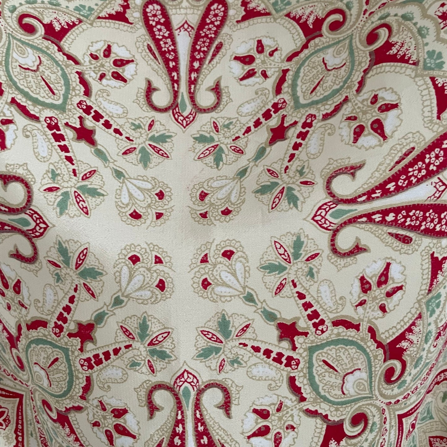 Vintage Cream red & green patterned scarf square paisley