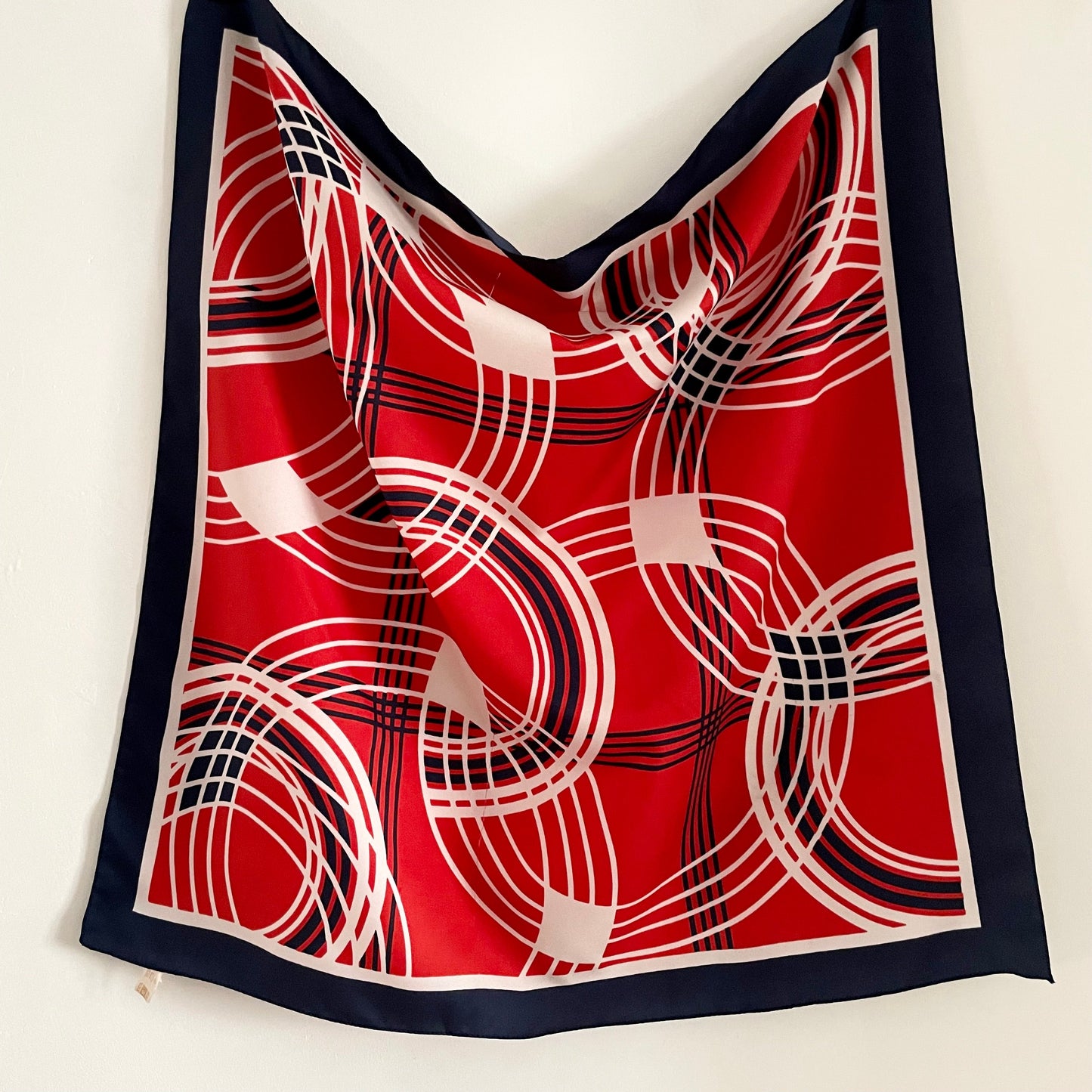 Vintage Red, White and Blue geometric circle pattern square classic  scarf .