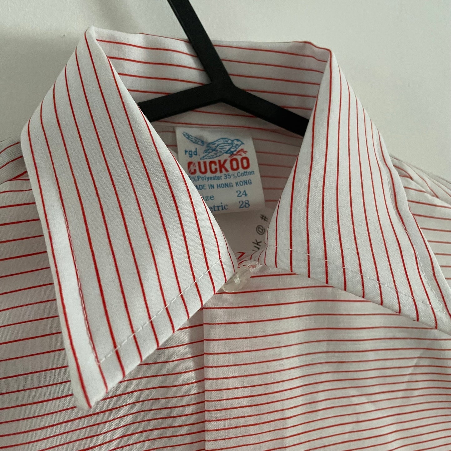 Vintage Cuckoo Made in Hong Kong deadstock red & white children's sailing boat nautical design dagger collar shirt