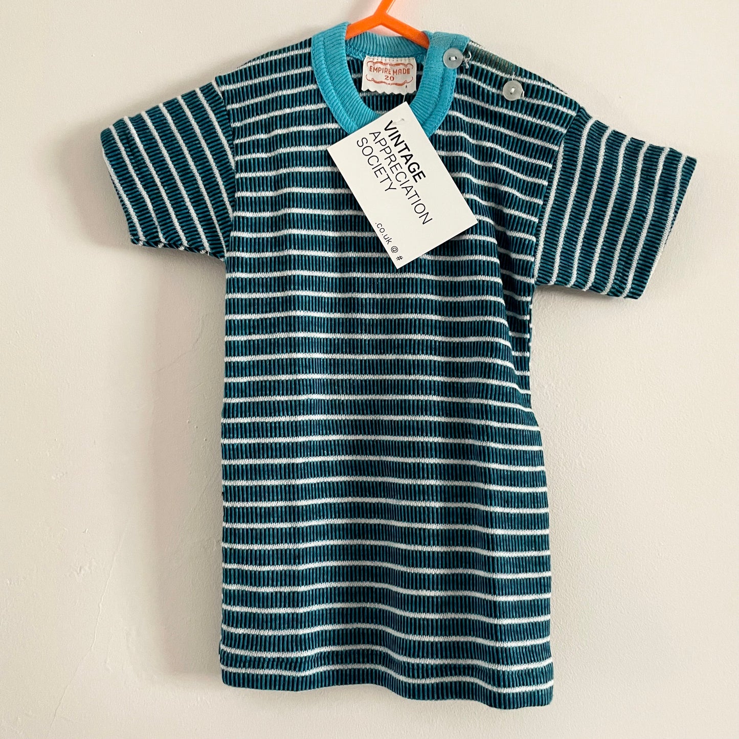 Vintage deadstock Empire made blue and white striped children’s t-shirt