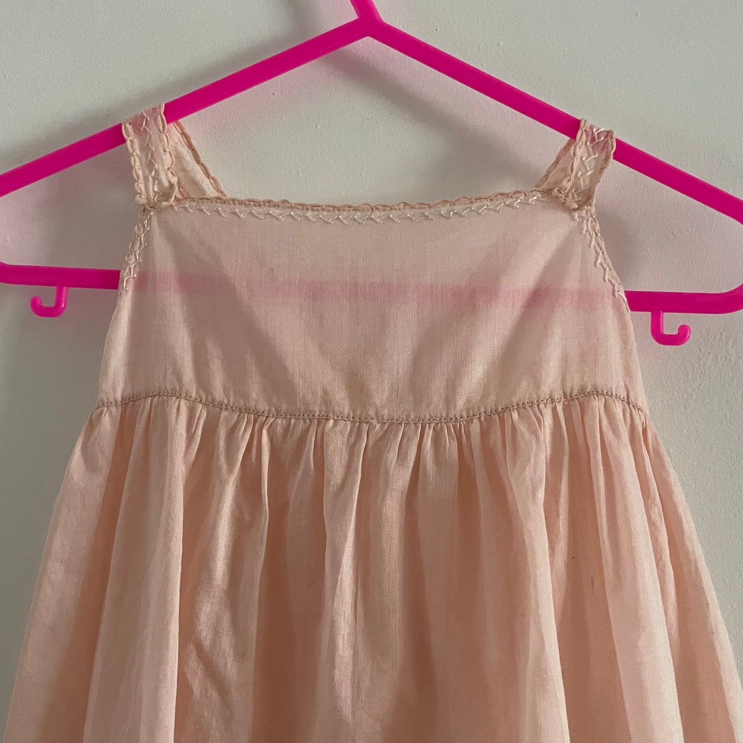 Pink vintage baby children's smock dress Tie Detail