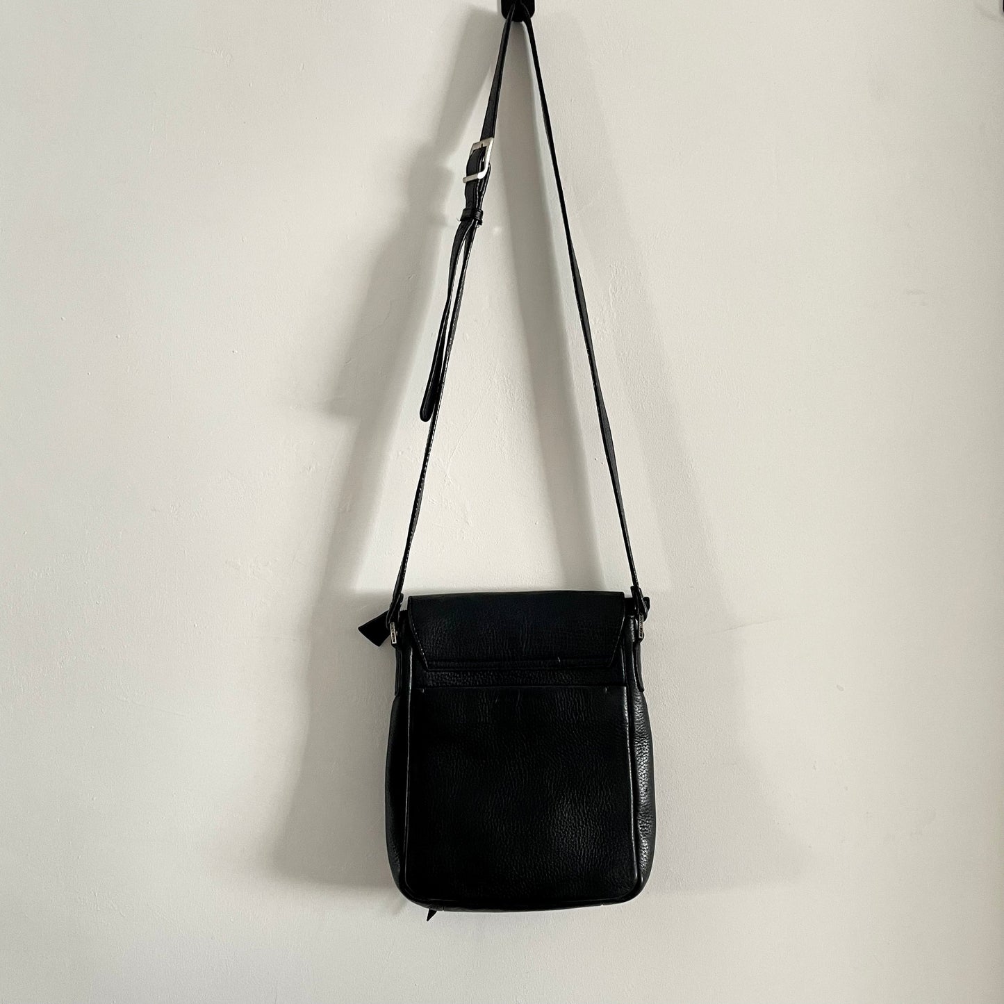 Vintage Black Novin Leather Canadian Shoulder Bag with Bow detail and Silver tone hardware