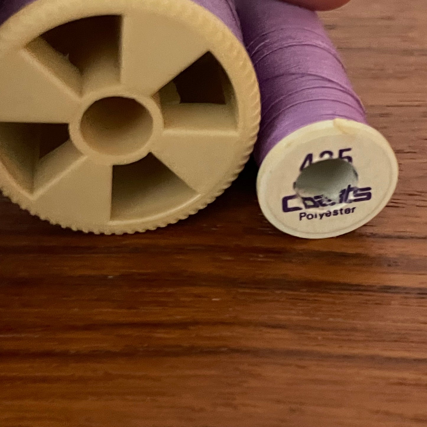 Vintage Purple Thread Reels x2. Lustre Cotton Thread. Coats Polyester 425 Drima.