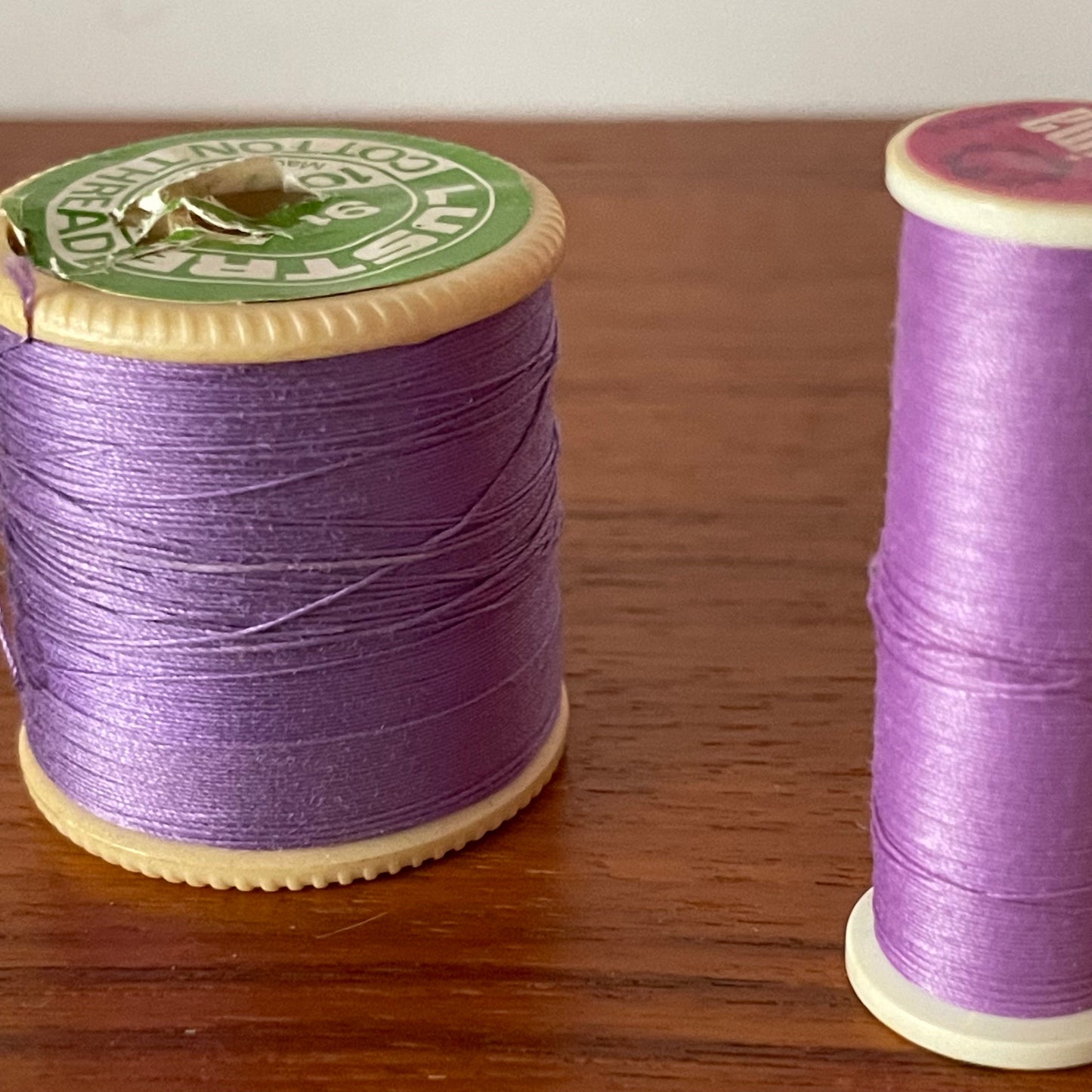 Vintage Purple Thread Reels x2. Lustre Cotton Thread. Coats Polyester 425 Drima.