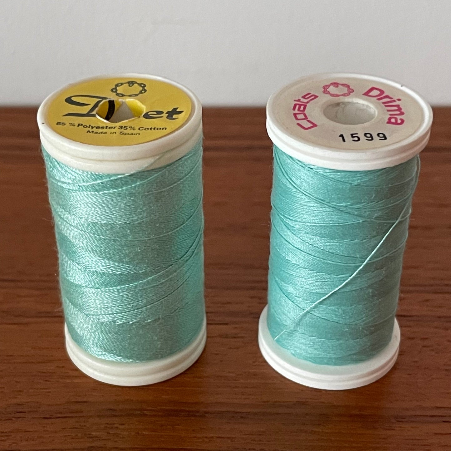 Vintage Blue Thread Reels x 2. Duet Cotton Col.232. Coats Drima 1599 Polyester.