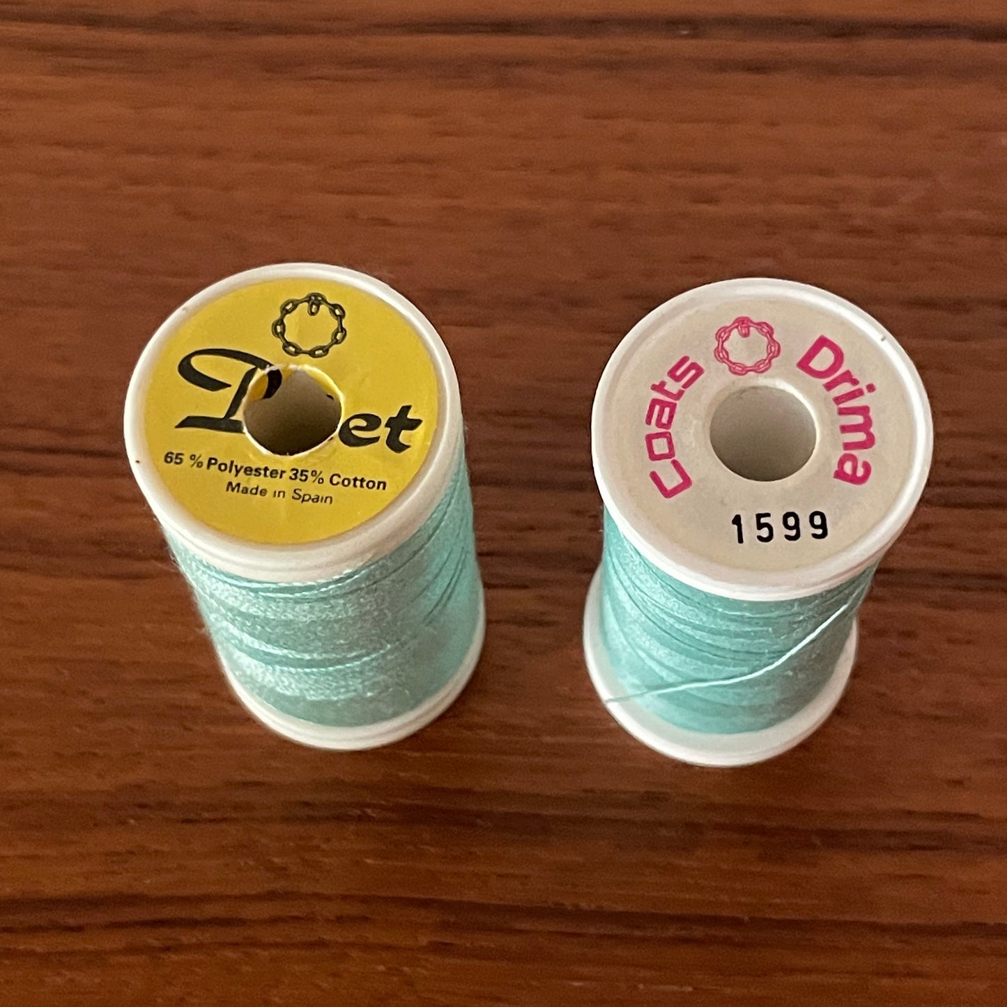 Vintage Blue Thread Reels x 2. Duet Cotton Col.232. Coats Drima 1599 Polyester.