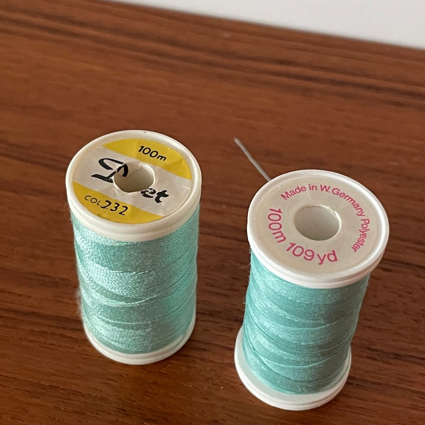 Vintage Blue Thread Reels x 2. Duet Cotton Col.232. Coats Drima 1599 Polyester.