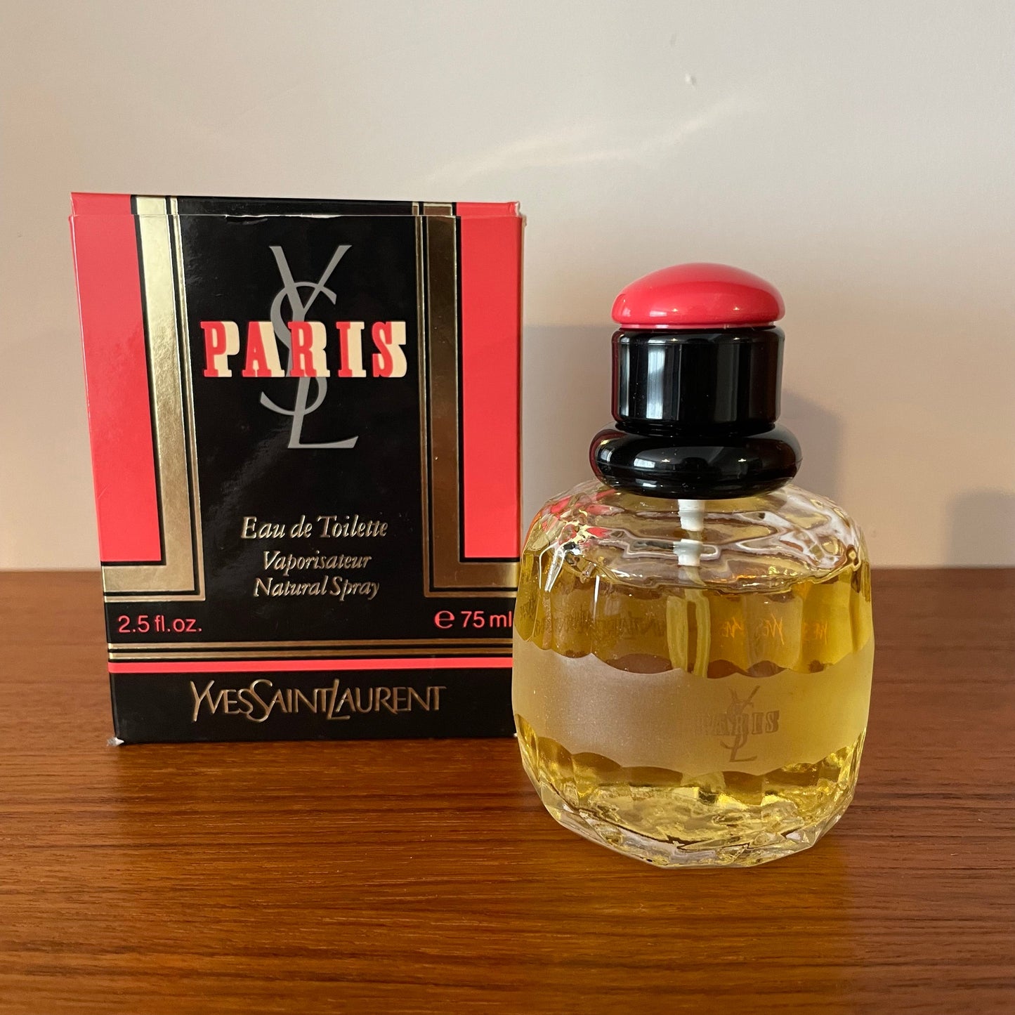 Vintage perfume Paris by YSL, Very Rare Late 80s Unsealed Eau de Toilette Vaporisateur, 75ml, Full