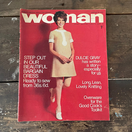 Vintage Woman Magazine January 31st 1970 Winter. Dulcie Grey. Paper Ephemera