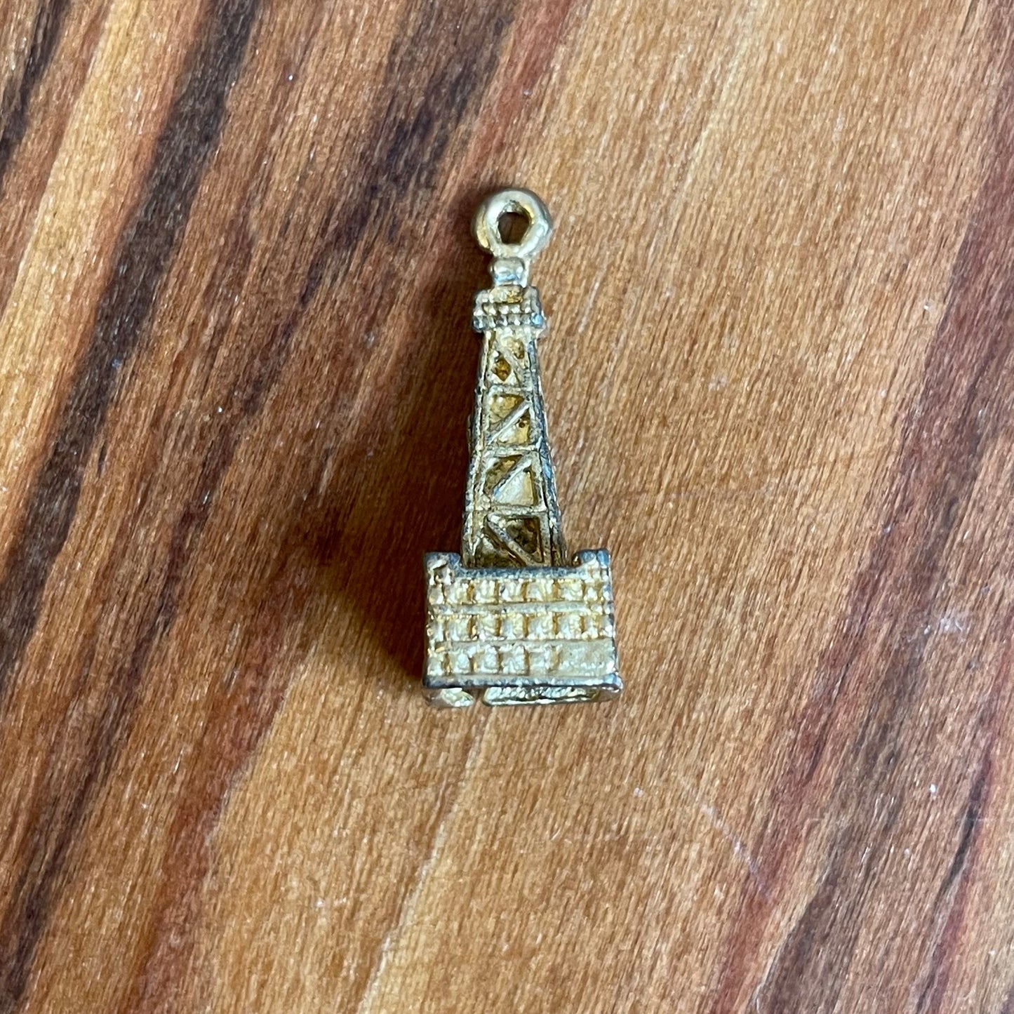 Vintage Gold Black Pool Tower Charm Pendant