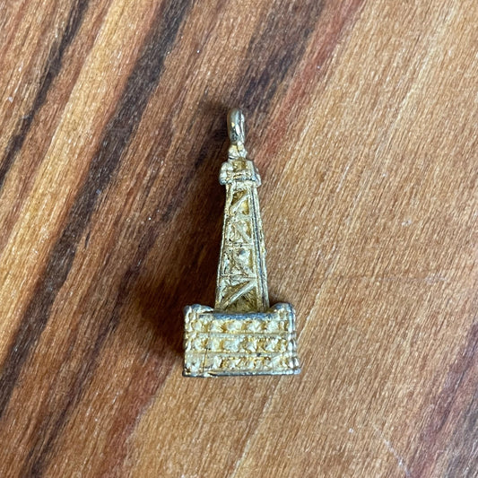 Vintage Gold Black Pool Tower Charm Pendant