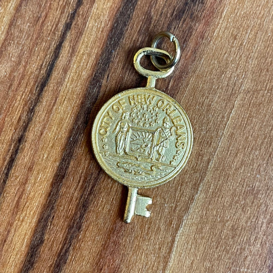 Vintage City of New Orleans Gold Tone Key Charm Pendant