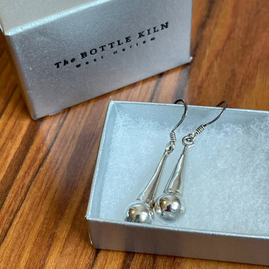 Vintage Teardrop Silver Tone The Bottle Kiln Earrings in Original Box