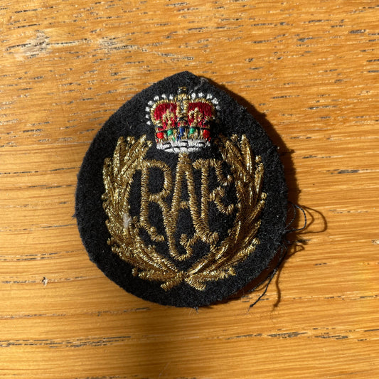 Vintage Royal Air Force Padded Cap Badge