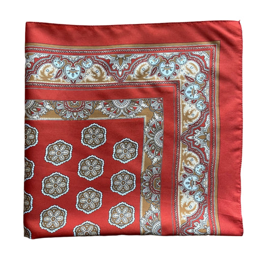 Scarf Vintage Scarf Orange & White Geometric Big Square Stylish Scarf