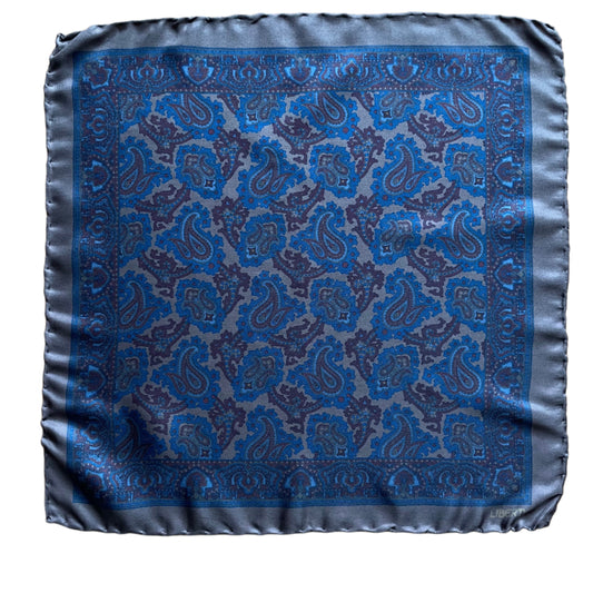 Vintage Scarf Liberty of London Brown Blue Red Paisley Silk Pocket Square